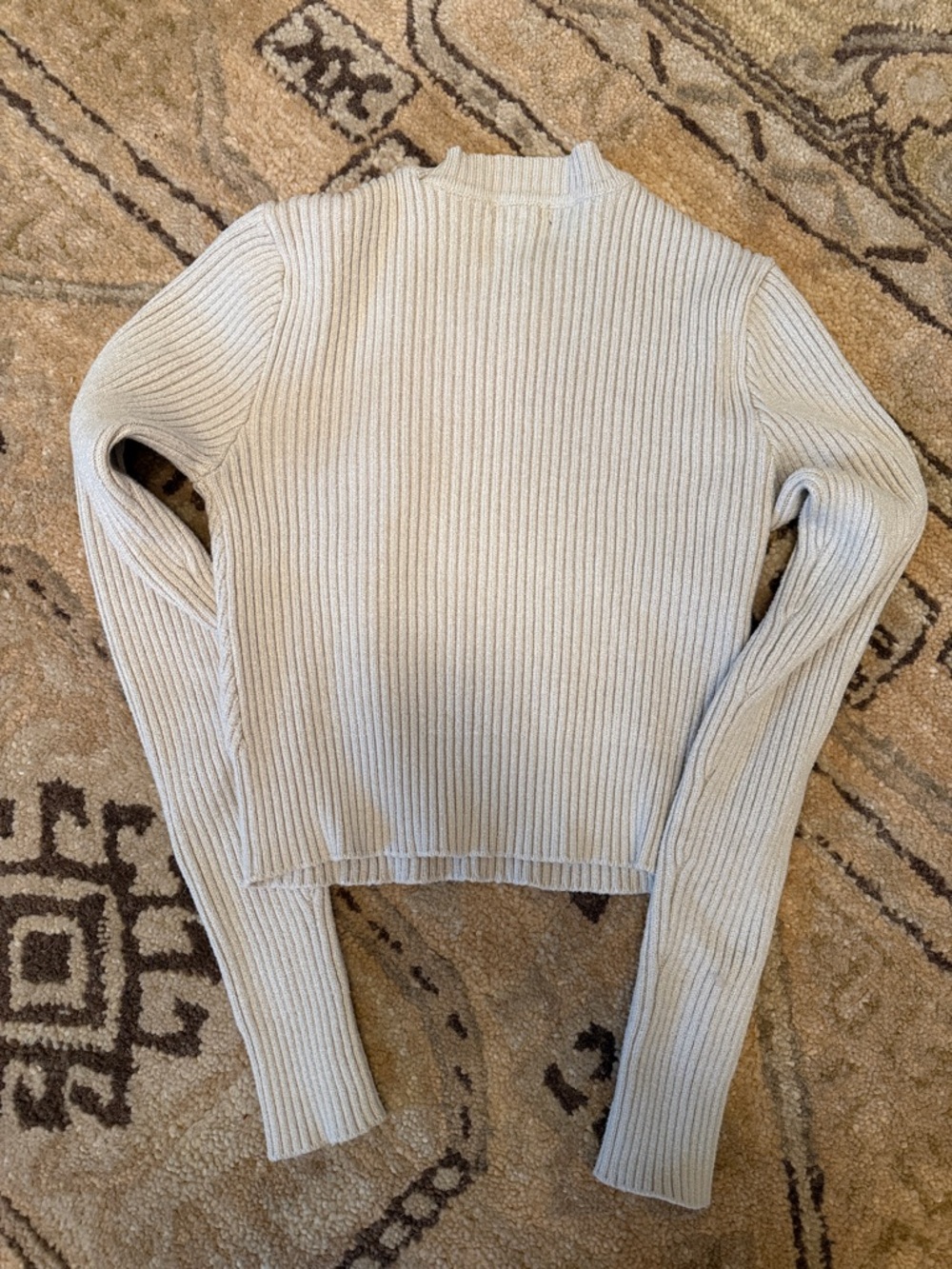 Dynamite Ivory Textured Ribbed Cropped Sweater - Picture 2 of 2